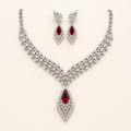 Women’s Floral Zircon Necklace & Drop Earrings Set