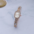 White rhinestone bracelet watch for women
