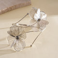 Silver hollow wire double flower adjustable arm cuff bohemian upper bicep jewelry product photo